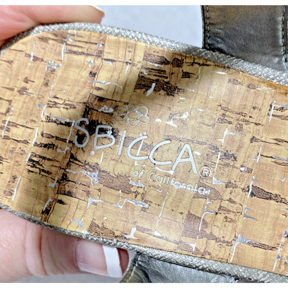 Sbicca of California US 10M Platform High Heel Sandals Buckle Strap Golden Cork - Picture 8 of 11